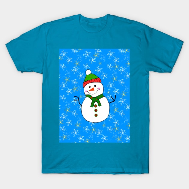 SNOWFLAKES Christmas Snowman T-Shirt by SartorisArt1
